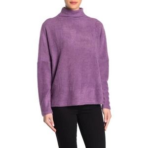 MELLODAY Purple Funnel Neck Soft Knit Pullover L
